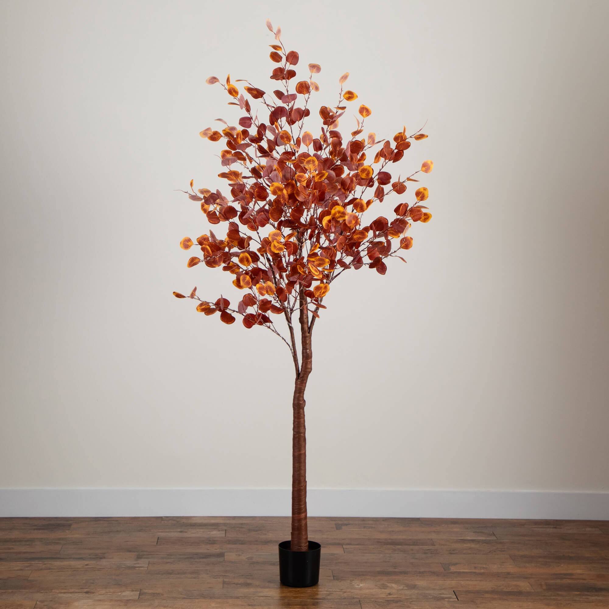 7ft. Pre-Lit Grand Autumn Eucalyptus Artificial Fall Tree with 420 Warm White LED Lights